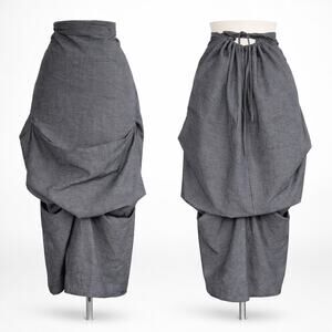 Vintage Sole Mio Avant Garde Gathered Bubble Cocoon Midi Made in USA. S/M